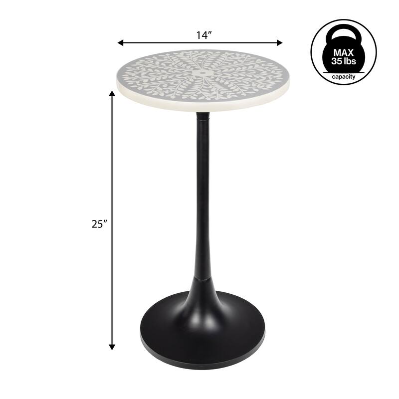 Miles 25" Modern Bohemian Metal/Resin Inlay Top End Table, by JONATHAN Y