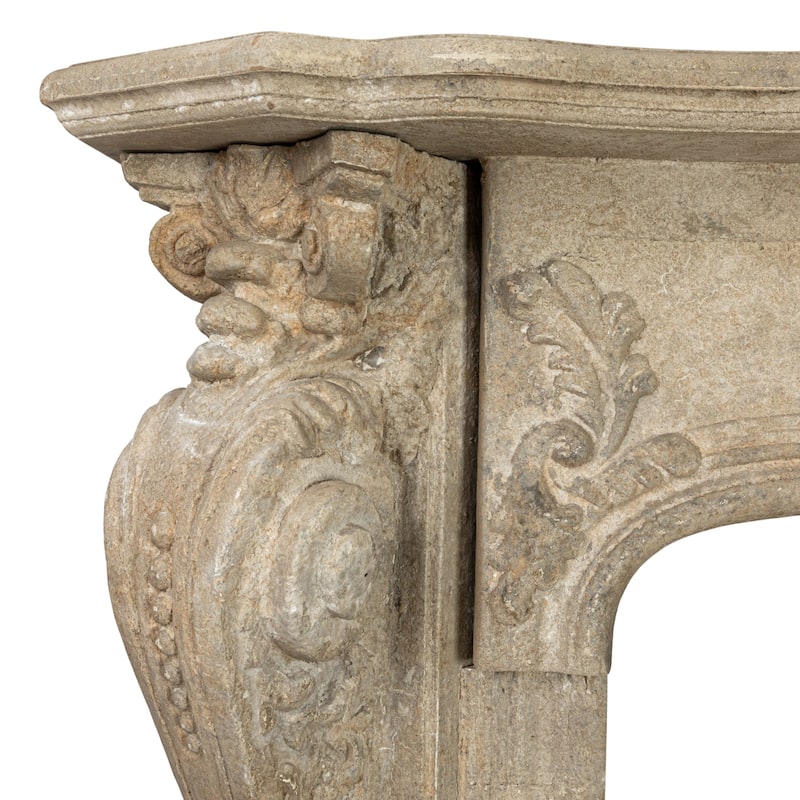 Ornate Decorative Fireplace Mantel, Distressed Black