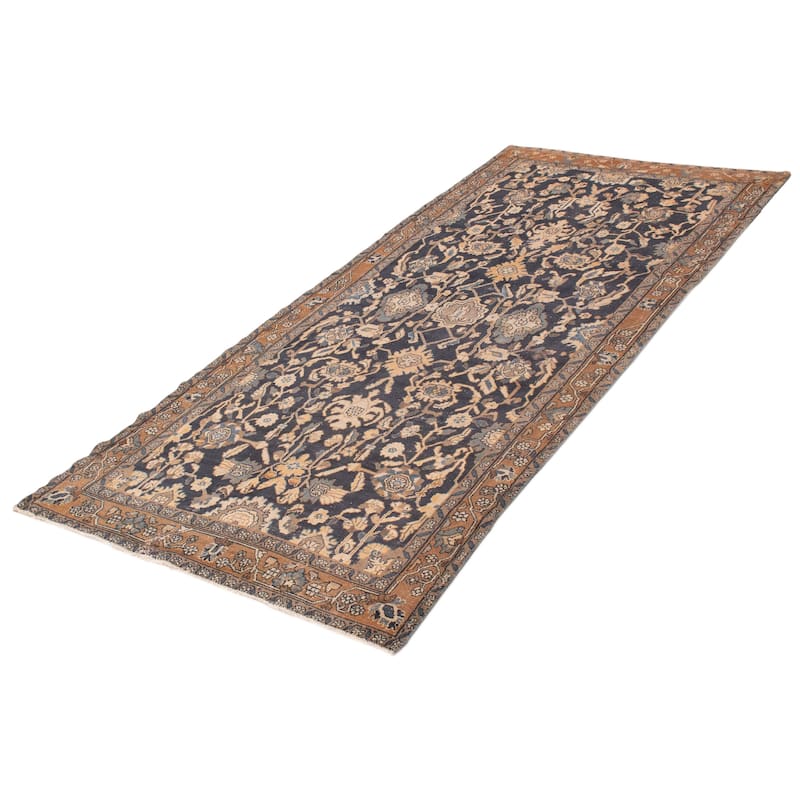 ECARPETGALLERY Hand-knotted Antalya Vintage Navy Wool Rug - 5'0 x 10'6