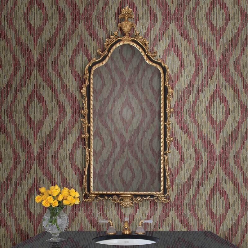 A-Street Prints Ethereal Red Ogee Wallpaper