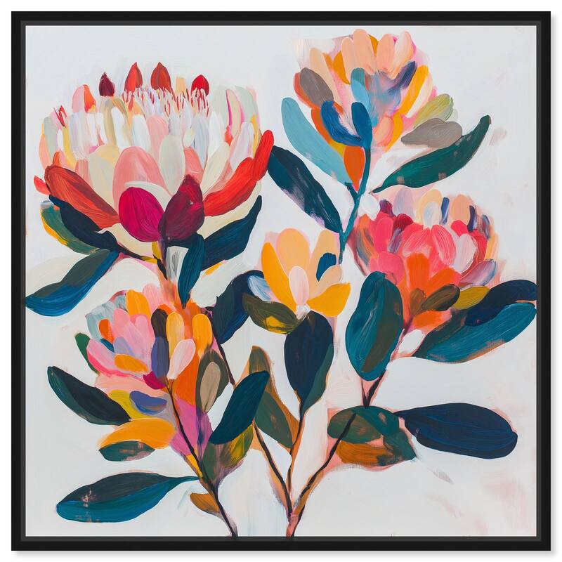 Contemporary Flora I Canvas by Art Remedy - Black - 16" x 16"