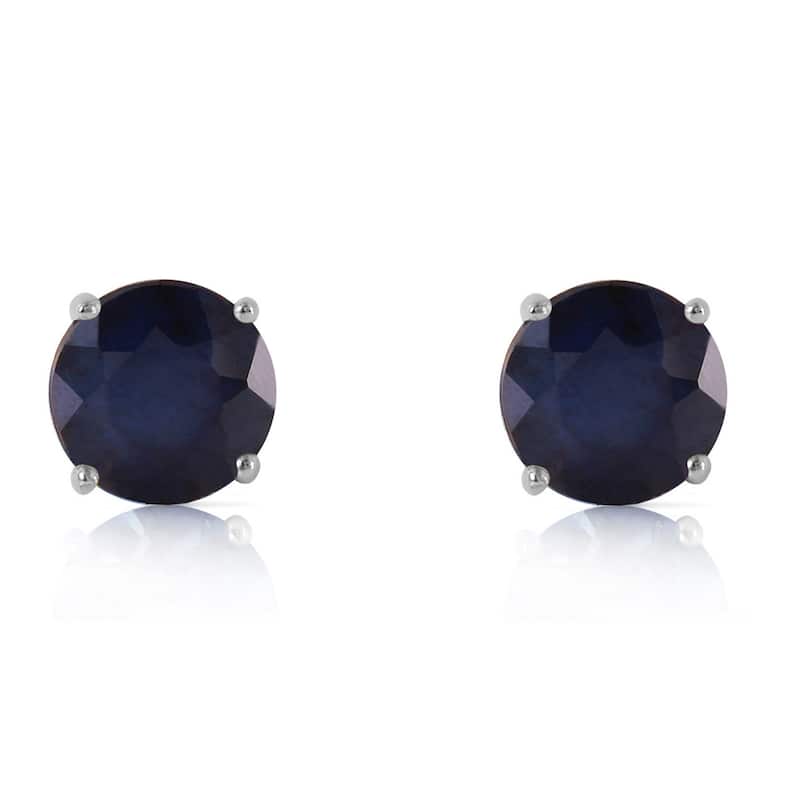 14K Solid Gold Elegant Stud Earrings Natural Sapphire Gemstone