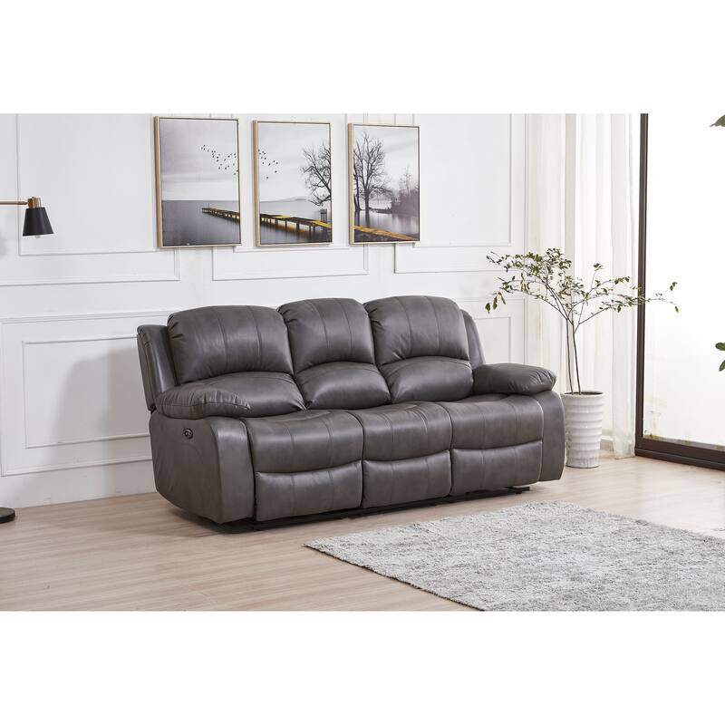 Betsy Furniture Bonded Leather Power Rclining 3-seat Sofa Couch 8018 - Grey