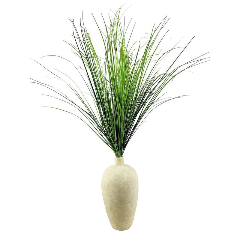 34-inch Artificial Grass in White Gray Stone Vase