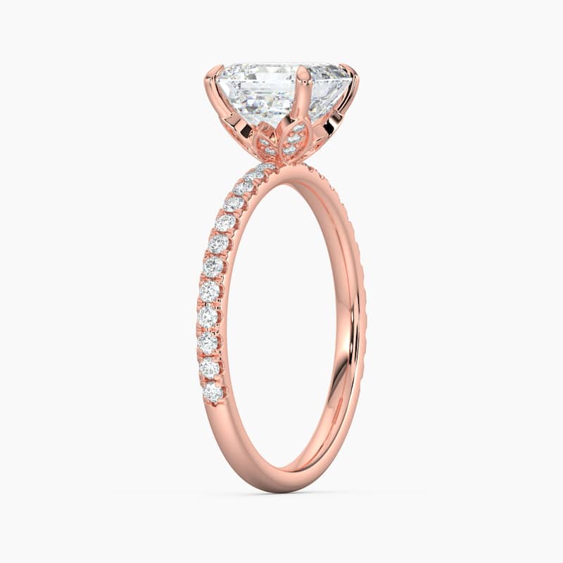 Auriya 14k Gold Asscher Lab Grown Floral Petal Diamond Accent Engagement Ring 1.00 to 5.00 ct. tw. (F-G, VS)
