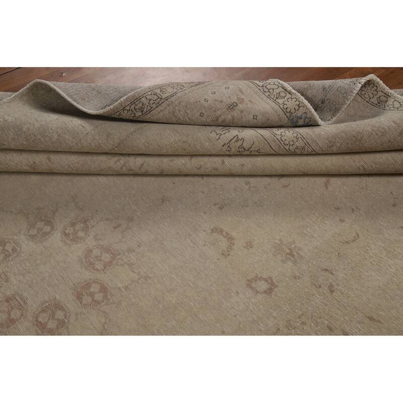 Distressed Tabriz Persian Vintage Rug Hand-Knotted Wool Carpet - 9'11" x 12'9"