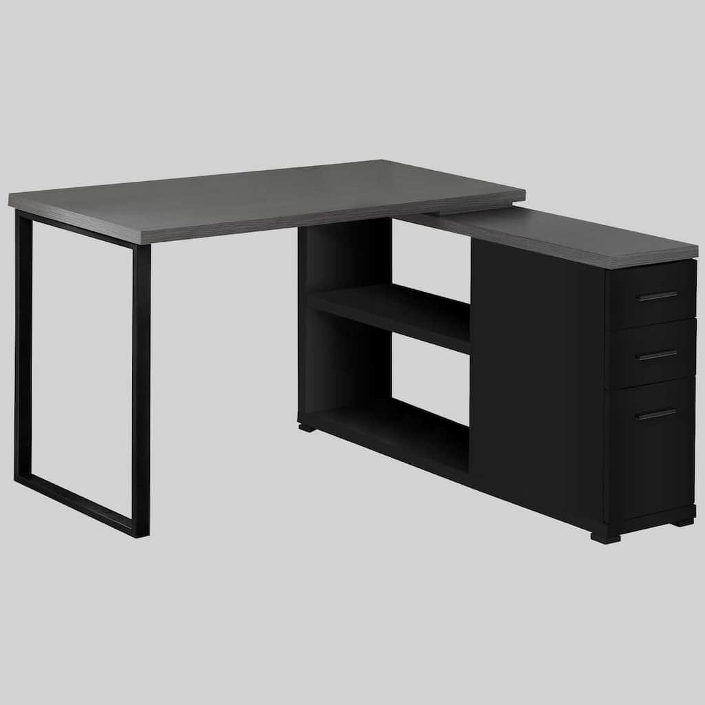 Contemporary L-Shape Desk with 3 Storage Drawers and File Organizer for Home Office