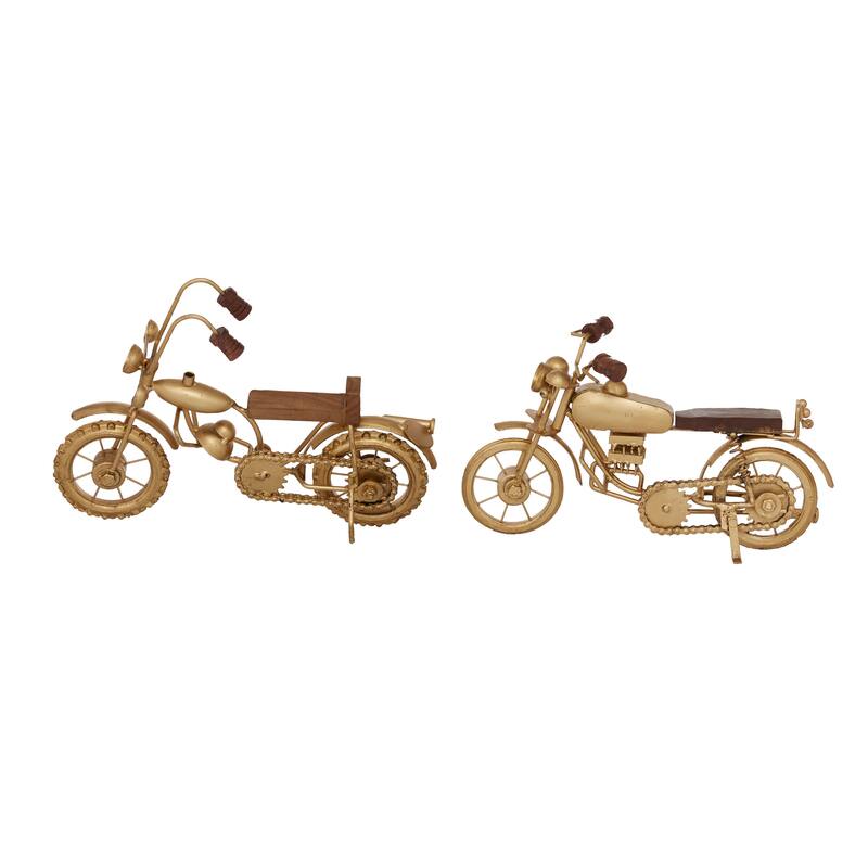 Brown or Gold Metal Motorcycle Sculpture (Set of 2)