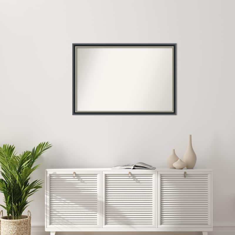 Theo Black Silver Non-Beveled Wood Framed Wall Mirror - Theo Black Silver