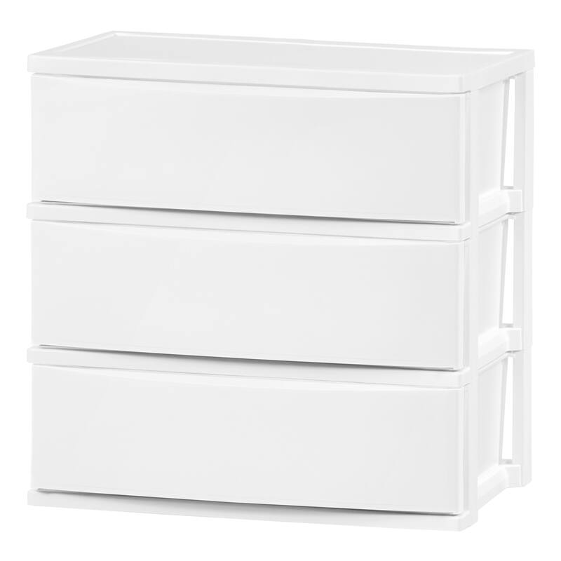 IRIS USA® Nesting Stacking Wide Chest 29.5 Qt - White - Set of 2