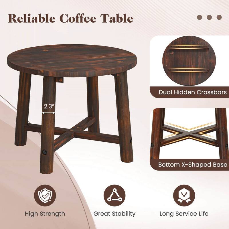 Costway 1/2 PCS Outdoor Side Table with Solid Wood Structure Small