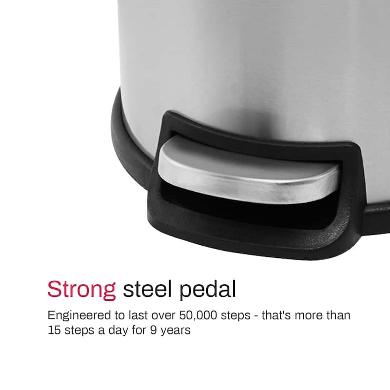 Innovaze 1.32 Gal./5 Liter Stainless Steel Round Step-on Trash Can for Bathroom and Office