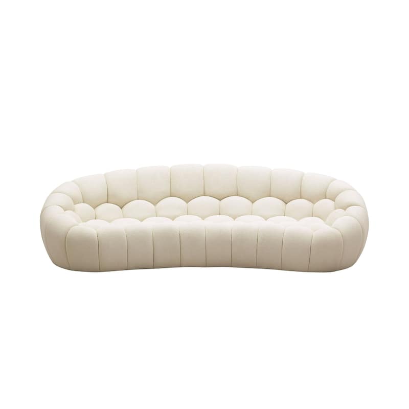 Divani Casa Yolonda Modern Curved Off-White Fabric Sofa