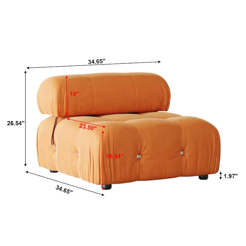Armless Single Sofa Velvet Living Room Chair