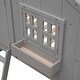 preview thumbnail 8 of 33, Twin over Twin Kids Bed Bunk Bed with Ladder, Grey