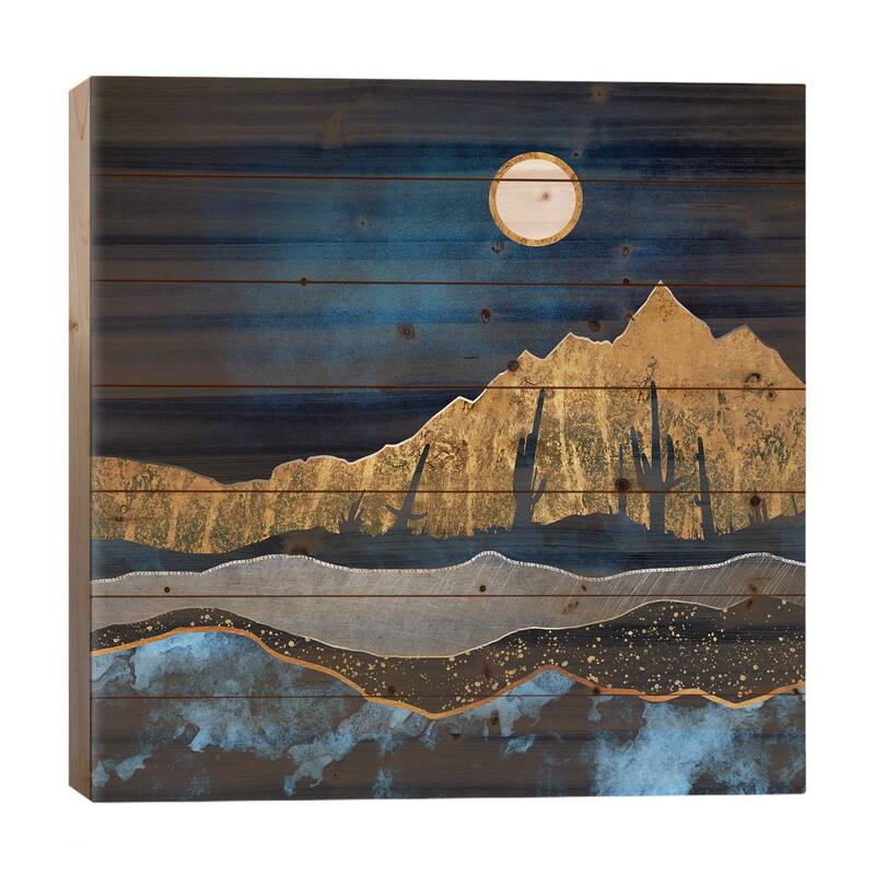 Midnight Desert Print On Wood by SpaceFrog Designs - Multi-Color - 26x26x1.5