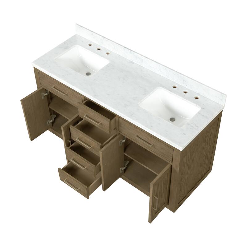 Lexora Abbey Bath Vanity and Carrara Marble Top