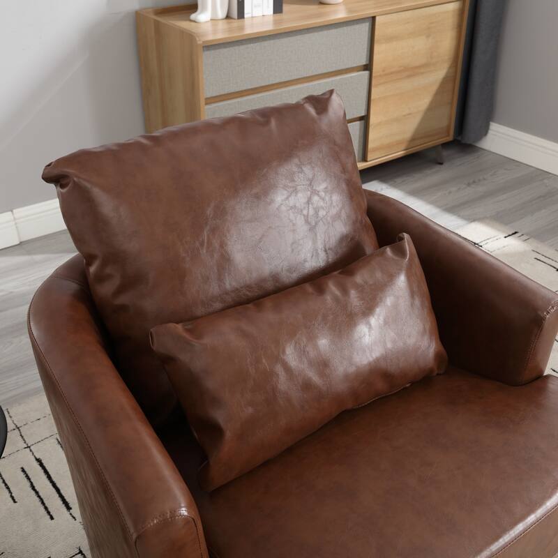 32.68" Swivel Barrel Chair with Metal Base