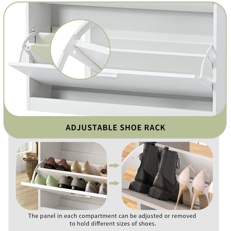 Slim Entryway Organizer with 2 Flip Drawers and LED Light - 9.4"W x 25"H x 35"D