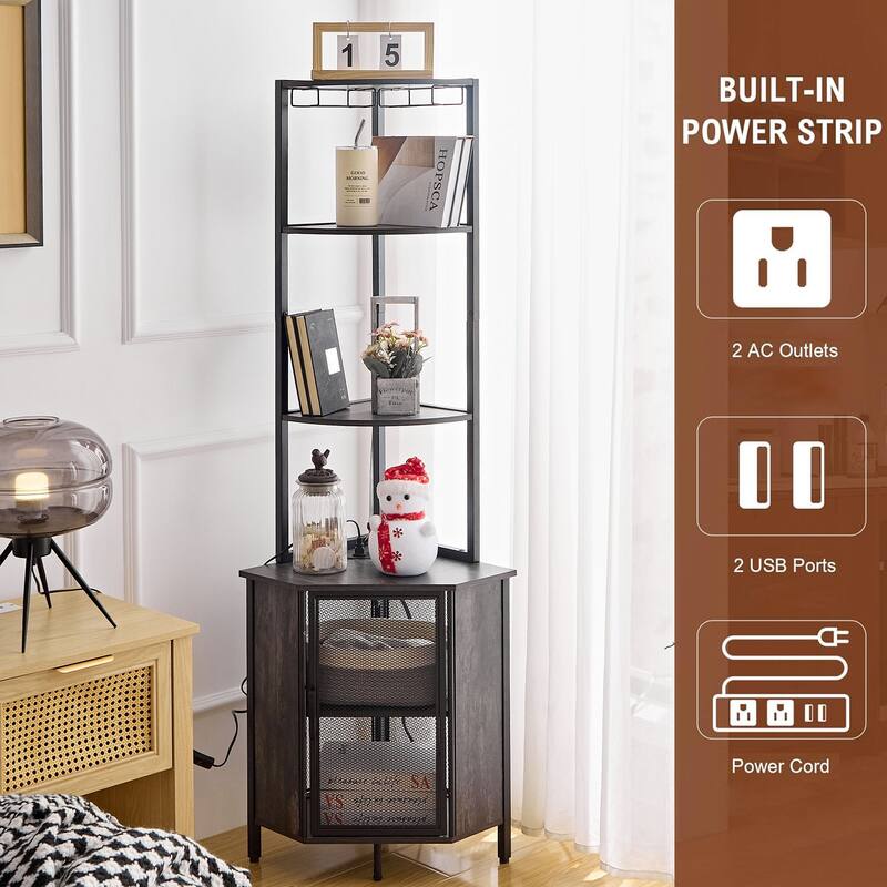 VECELO Tall Bookshelf 63.2"Large Bookcases Organizer with LED Lights Free-Standing Library Bookshelf with 5-Tier Storage Shelves