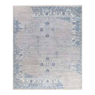 Modern One-of-a-Kind Handmade Area Rug - Gray, 8' 1" x 9' 8" - 8' 1" x 9' 8"