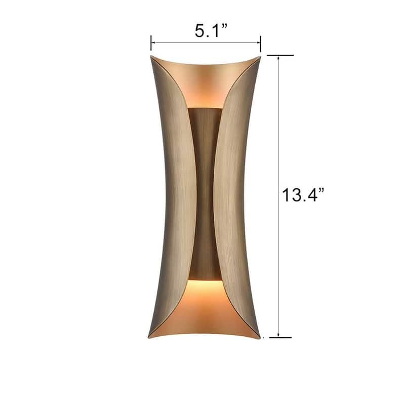 Massa Modern Wall Sconce 2-Light Natural Brass