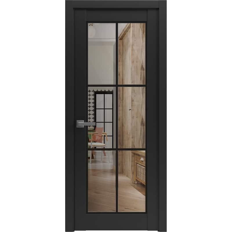 Solid French Door 18x80 Lucia 2366 Matte Black| Bathroom - Black - 28" x 80"
