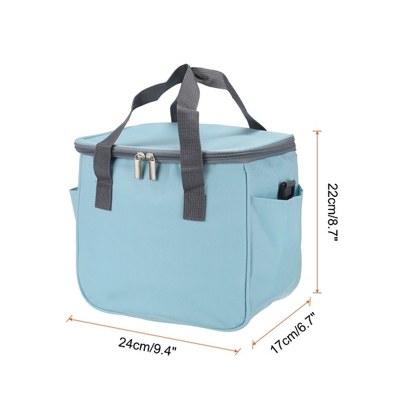 Unique Bargains Lunch Box for Women Men Insulated Cooler Lunch Bag 8.7x6.7x9.4 inch Light Green
