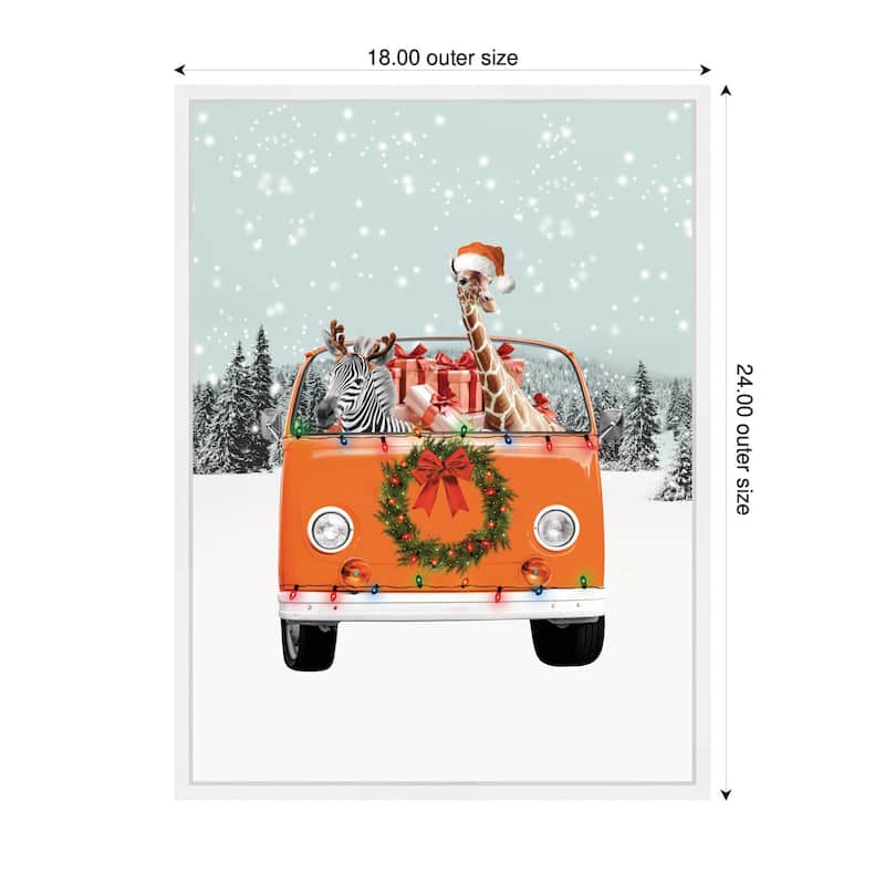 Kate and Laurel Sylvie Framed Canvas Holiday Van by Iulia Emelianteva Julyartprints