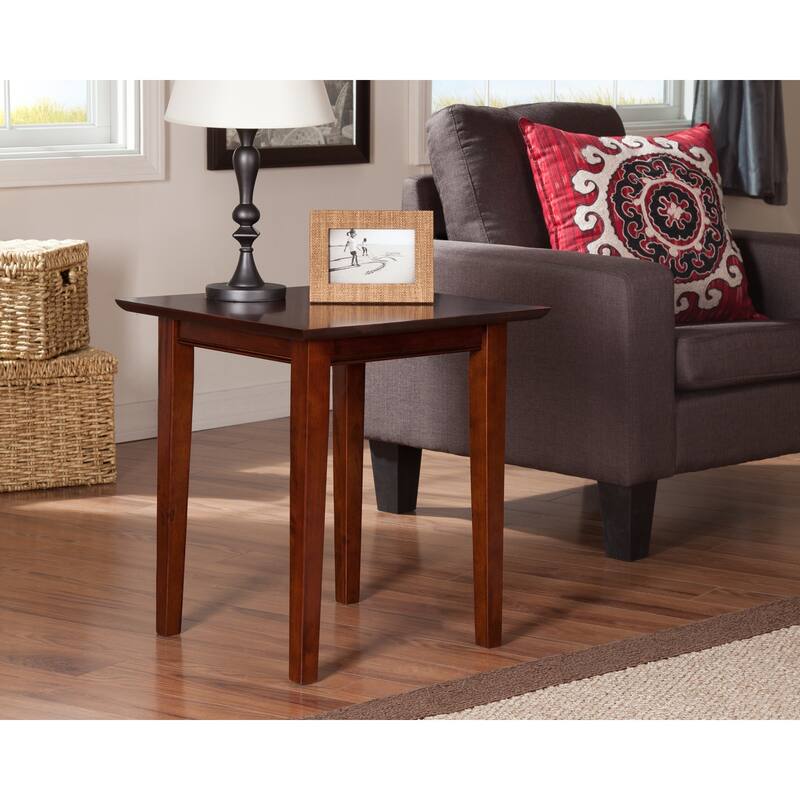 Modern End Table with Charging Station - Walnut Finish, 20" x 20" Living Room Side Table - 22