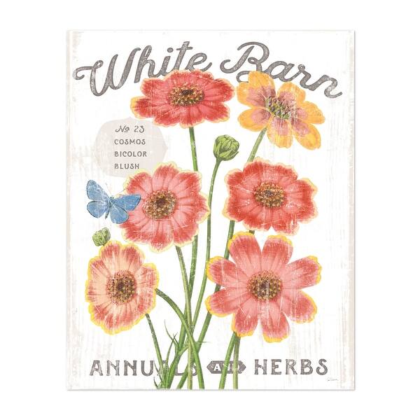 White Barn Flowers III Typography Floral Botanical Art Print/Poster ...