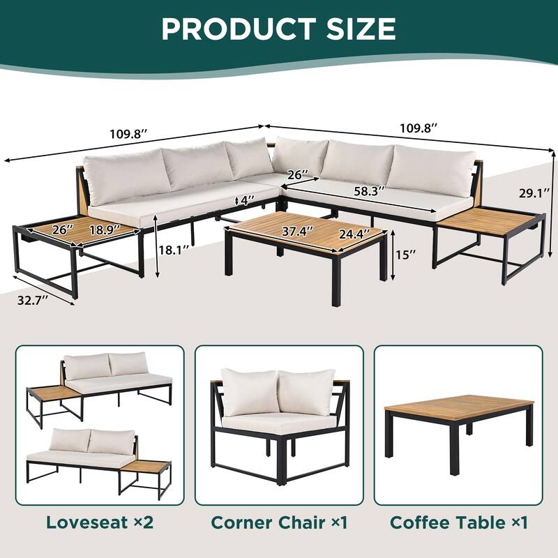 Sleek and Modern 4-Piece Patio Furniture Set by Leisure Zone