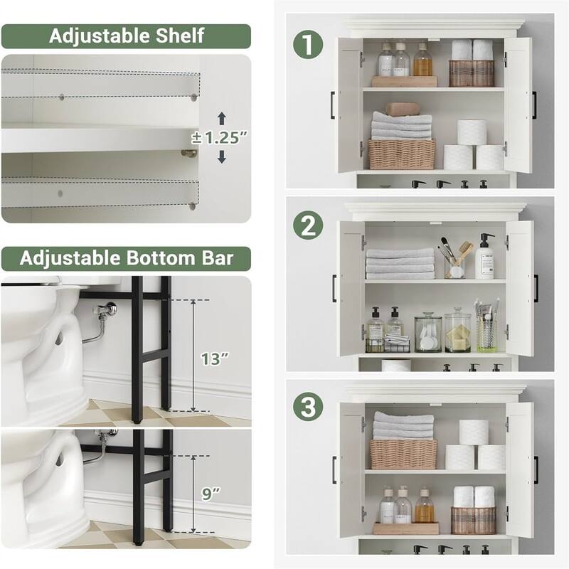 Over The Toilet Storage - 8.86"D x 26.8"W x 68.9"H