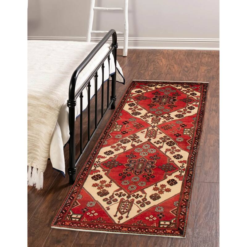 ECARPETGALLERY Hand-knotted Anadol Red Wool Rug - 3'5 x 9'7