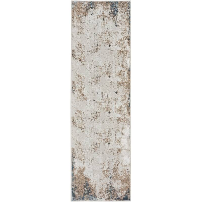 Fabi Power Loomed Distressed Abstract Modern Non Skid Stain Resistant Area Rug By HomeRoots - 90' X '27' X '0.39