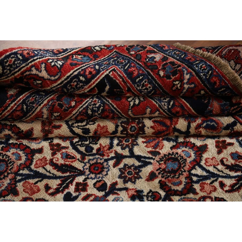 Vegetable Dye Floral Mashad Antique Persian Wool Carpet - 6'7" x 10'2"
