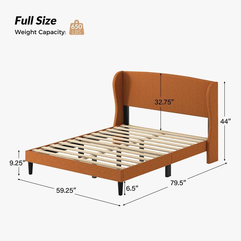 Gerald Upholstered Traditional Wingback Platform Bed By HULALA HOME