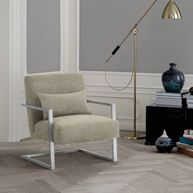 Skyline Modern Upholstered Accent Arm Chair in Gray Linen