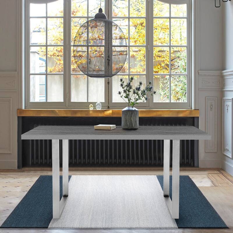 Modern Dining Table - Rectangular Table with Steel Base - Home Kitchen Table - 71