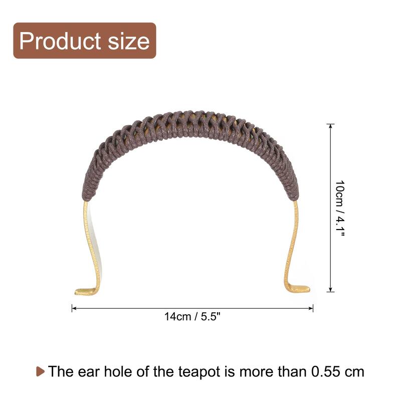 Metal Tea Pot Handle Woven External Buckle Handle for Tea Pot - Gold/Brown - 4.5 - 5 Inch