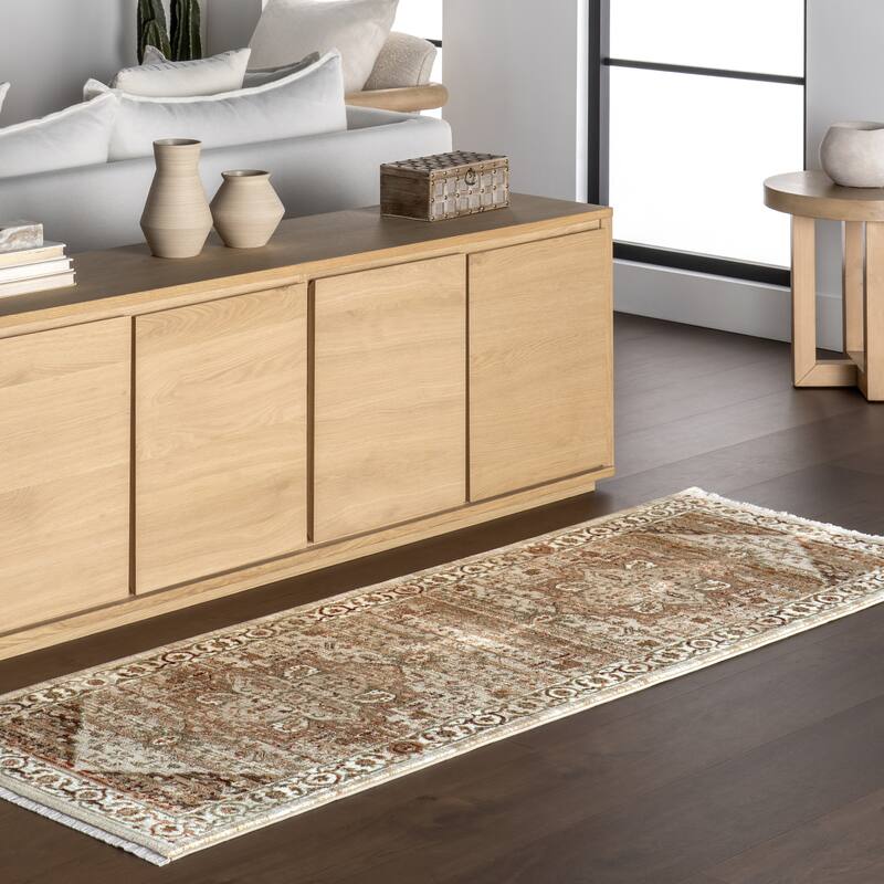 Nuloom Oliveira Floral Medallion Fringe Area Rug
