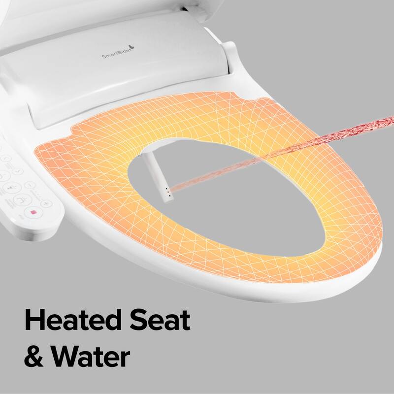 SmartBidet Electric Bidet Seat for Elongated Toilets with Control Panel - White