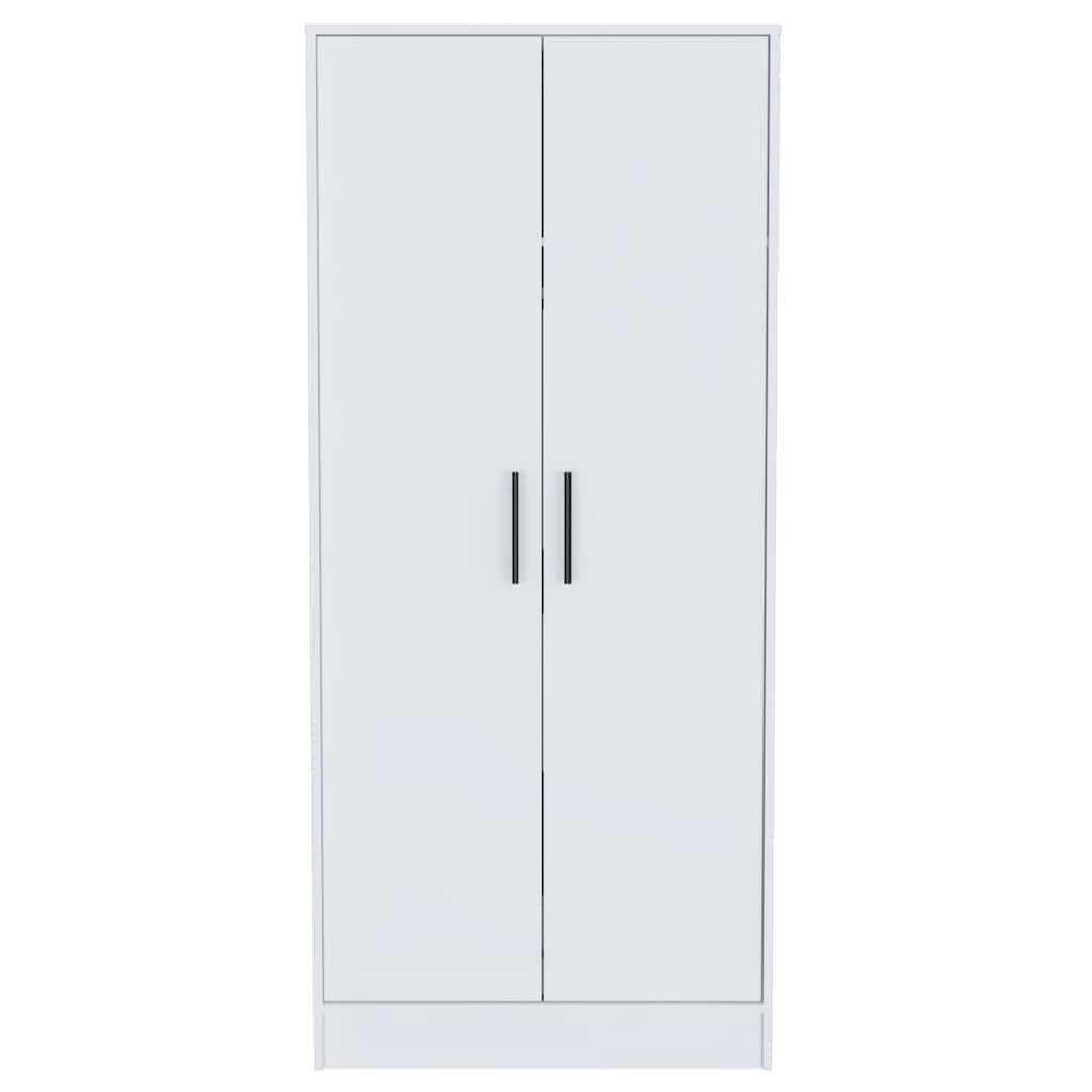 19.69" Modern Double-door Armoire with Hanging Rod, Spacious Top Shelf and Bottom Drawer