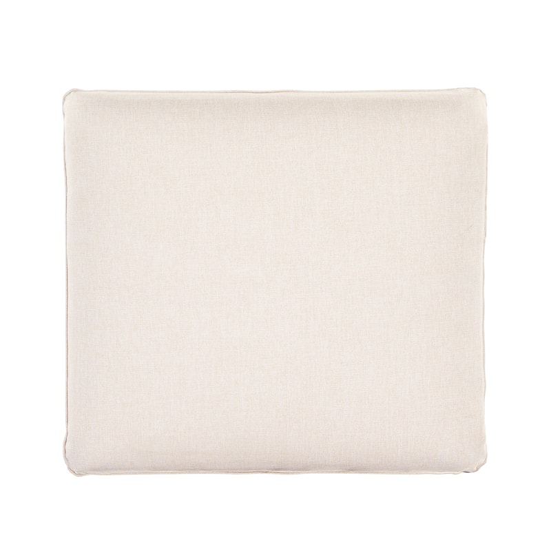 Roomfitters Terassi Outdoor Acacia Wood Ottoman Footrest with Beige Cushion, Light Teak Finish