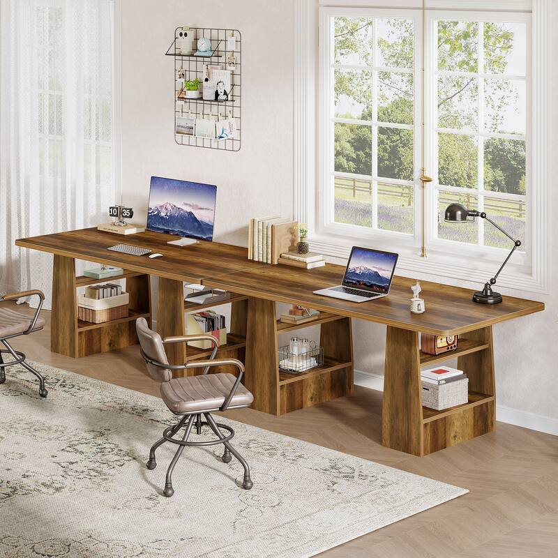 63” Executive Desk with Storage Shelf, Large Computer Writing Table for Office