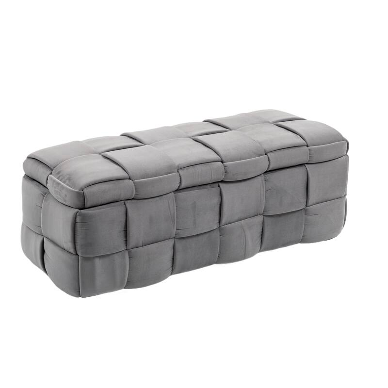 Storage Ottoman,Bedroom End Bench,Upholstered Fabric Storage Ottoman with Safety Hinge, Entryway Padded Footstool