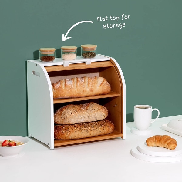BREAD BIN 2個 Bamboo Double Layer Bread Box - 14.2