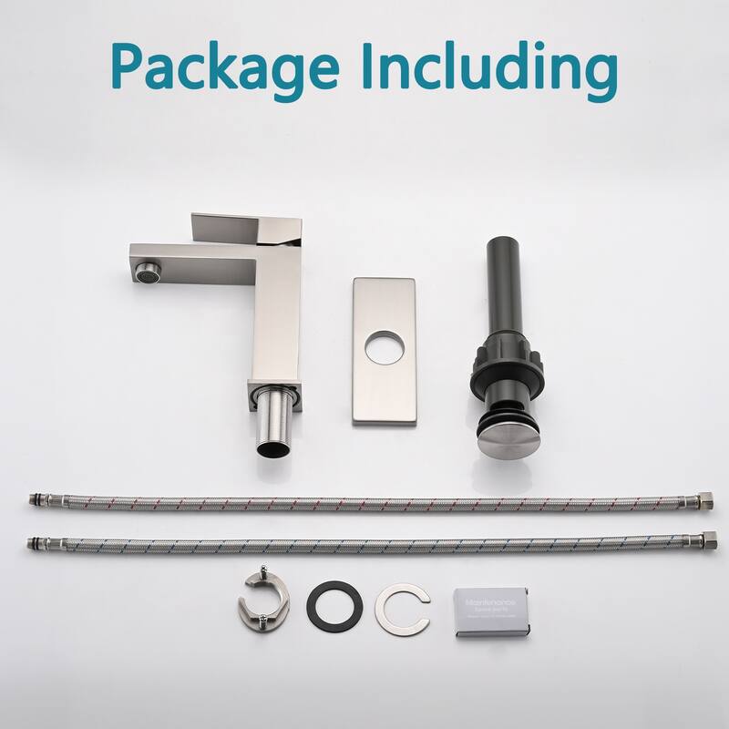 Bathroom Faucet Single Hole, Single Handle Stainless Steel Faucet for Bathroom Sink with Deckplate and Drain Assembly