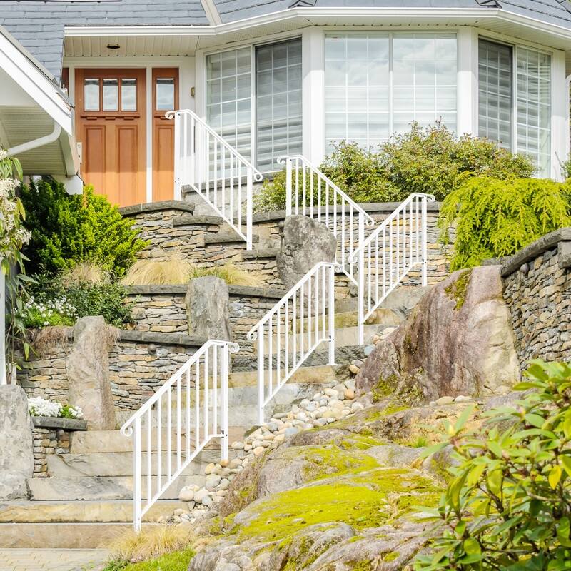 Outdoor Wrought Iron Handrail - White
