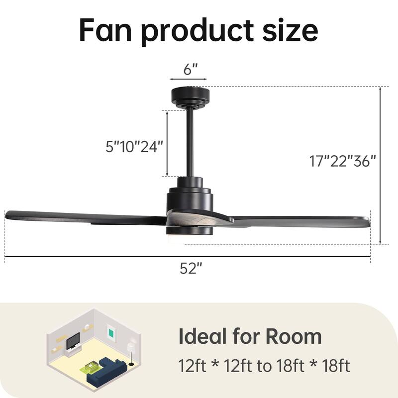 Modern Ceiling Fan With Light Smart Life APP Remote Control Timer For Alexa Google Bedroom Farmhouse